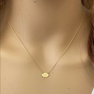 14K Solid Gold Mini Evil Eye Diamond Necklace